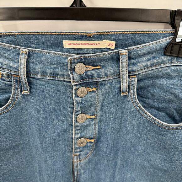LEVI'S Mile High Cropped Wide Leg Button Fly Jean // 29 - Picture 5 of 8